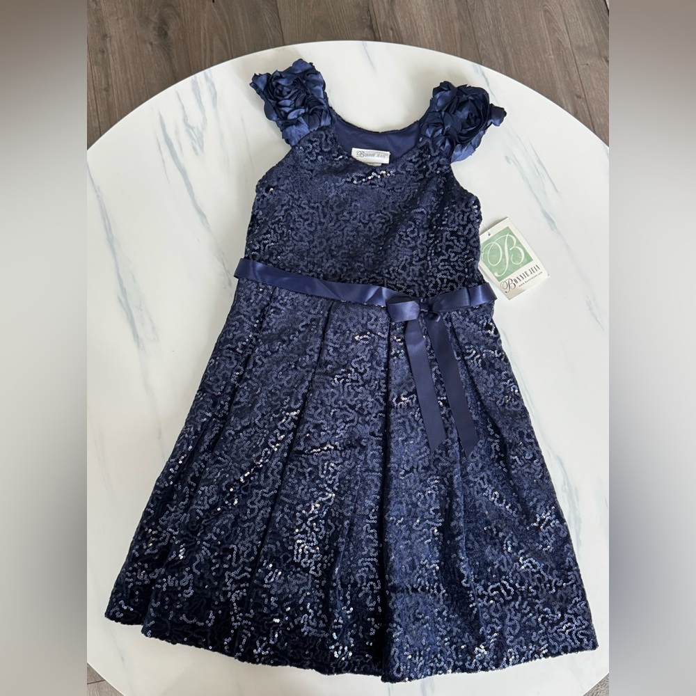 Bonnie Jean Navy Sequin Formal Dress